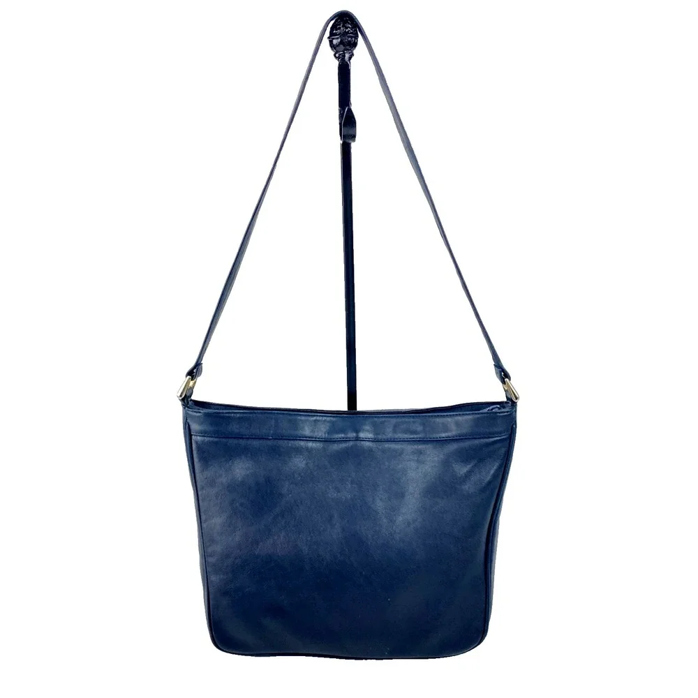 Ganson Genuine Leather Shoulder Bag Dk Navy Blue Vintage Purse Handbag Satchel